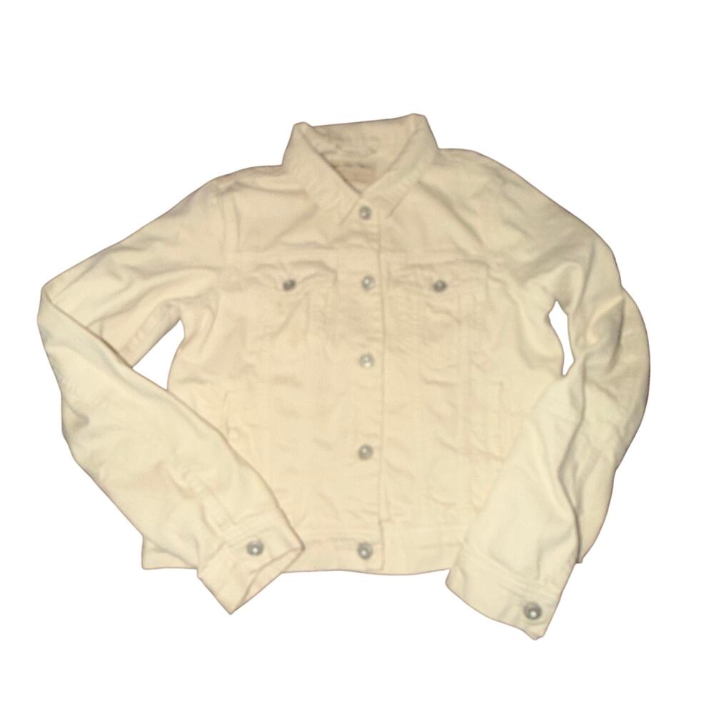 We The Free People Rumors Denim Jacket Women's Size M Cream Button Up Boho